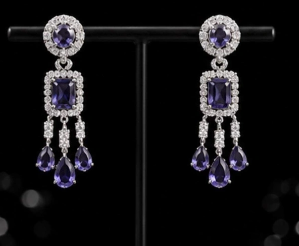 ELEGANT AMERICAN DIAMOND NECKLACE SET - Purple