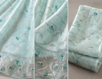 AQUA BLUE SHADE FLORAL DESIGNER LEHANGA - Aqua Blue
