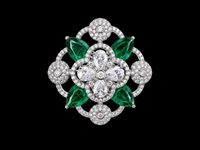 LUXURY FLORAL AMERICAN DIAMOND FINGER RING - Adjustable, Blue, Green