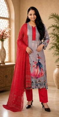Floral Printed Kurta set With Dupatta In Different Colors - XL, Different colours