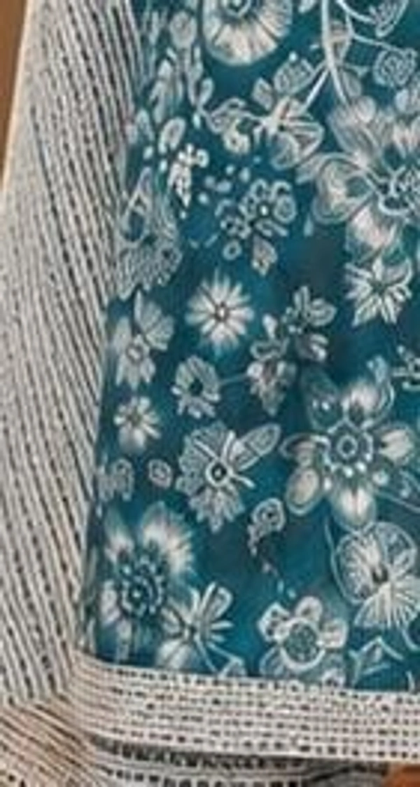 Elegant Teal Floral Printed Kurta Set With Dupatta - M,L,XL,XXL, Teal Blue