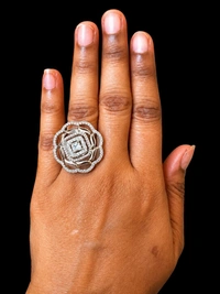 ELEGANT AMERICAN DIAMOND FINGER RING - Adjustable, white