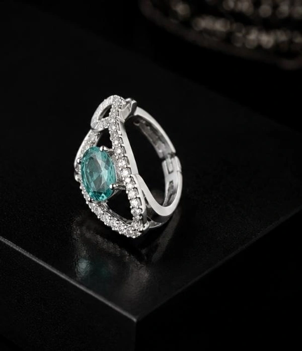 AMERICAN DIAMOND FINGER RING - Adjustable, white, Black, Mint Blue