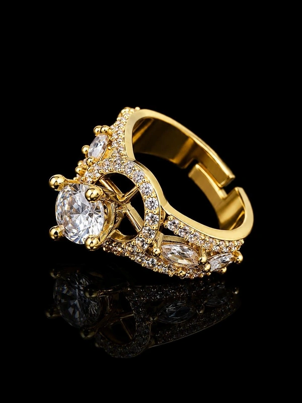 LUXURY AMERICAN DIAMOND FINGER RING - Adjustable, White