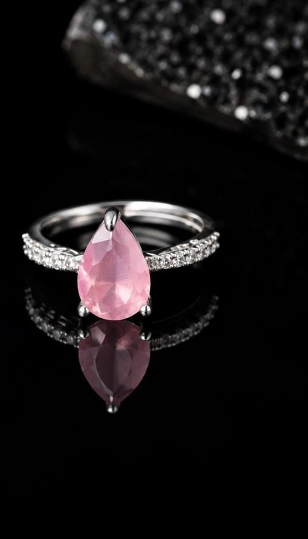 AMERICAN DIAMOND FINGER RING - Adjustable, White, Baby Pink, Blue