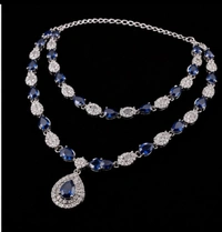 ELEGANT AMERICAN DIAMOND NECKLACE SET - Purple, Blue