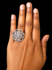 ELEGANT AMERICAN DIAMOND FINGER RING - Adjustable, white