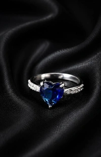 AMERICAN DIAMOND FINGER RING - Adjustable, Blue