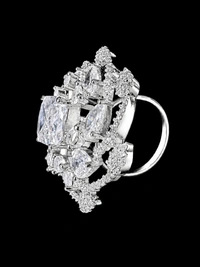 Royal American Diamond Statement Ring - Adjustable, Purple, White