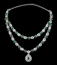 ELEGANT AMERICAN DIAMOND NECKLACE SET - Green