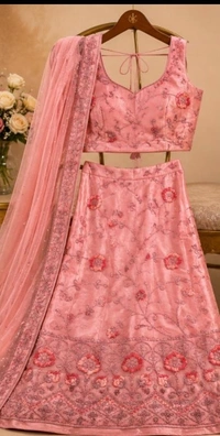 ROSE PINK FLORAL DESIGNER LEHENGA - Rose Pink