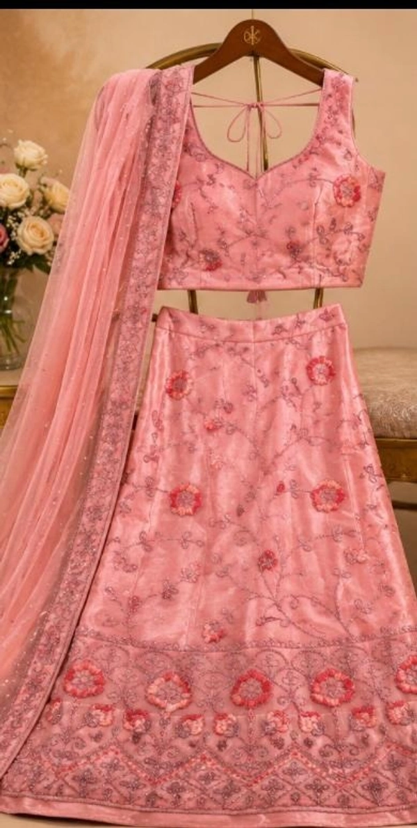 ROSE PINK FLORAL DESIGNER LEHENGA - Rose Pink