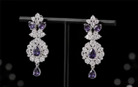 ELEGANT FLORAL AMERICAN DIAMOND NECKLACE SET - Purple, Blue
