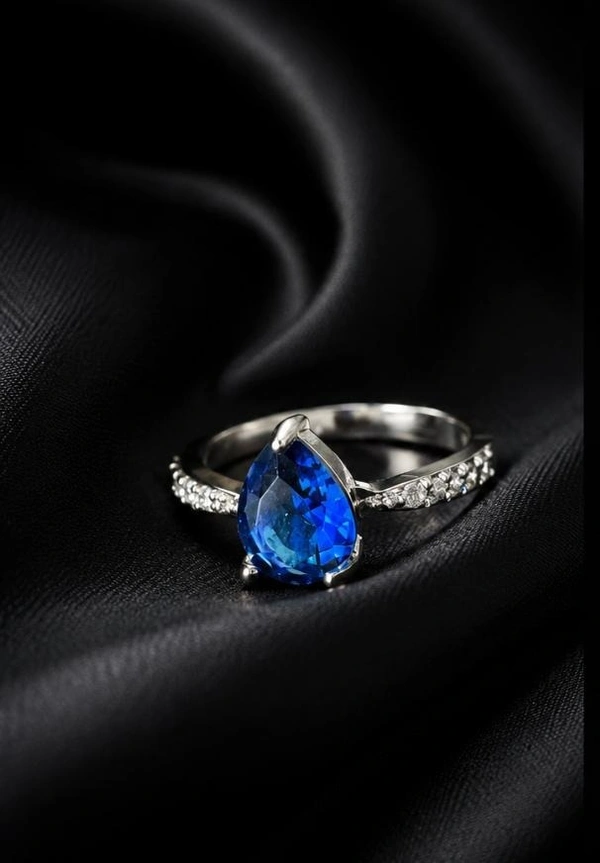 AMERICAN DIAMOND FINGER RING - Adjustable, White, Baby Pink, Blue