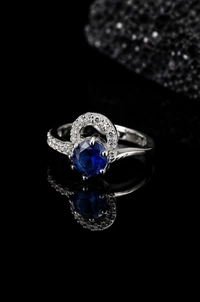 AMERICAN DIAMOND FINGER RING - Adjustable, Blue, White