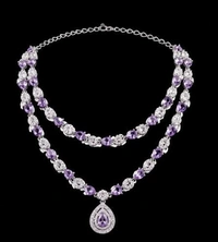 ELEGANT AMERICAN DIAMOND NECKLACE SET - Purple, Blue