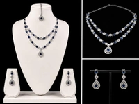 ELEGANT AMERICAN DIAMOND NECKLACE SET - Purple, Blue