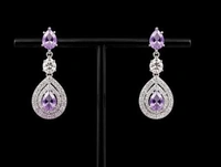 ELEGANT AMERICAN DIAMOND NECKLACE SET - Purple, Blue