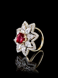 ELEGANT AMERICAN DIAMOND FINGER RING - Adjustable, Saffron, Purple, Mint blue