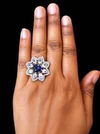 ELEGANT AMERICAN DIAMOND FINGER RING - Adjustable, Saffron, Purple, Mint blue