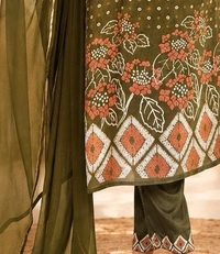 Olive Green Printed Kurta Set For Dupatta - M,L,XL, Green