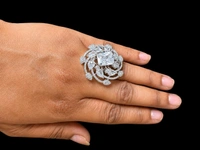 Royal American Diamond Statement Ring - Adjustable, Purple, White