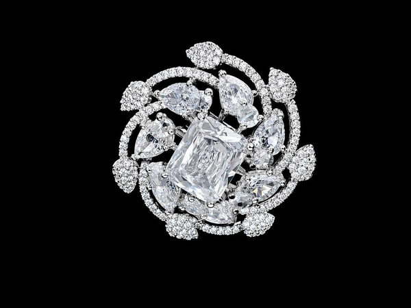 Royal American Diamond Statement Ring - Adjustable, Purple, White