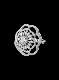 ELEGANT AMERICAN DIAMOND FINGER RING - Adjustable, white
