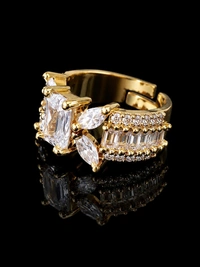 LUXURY AMERICAN DIAMOND FINGER RING - Adjustable, White