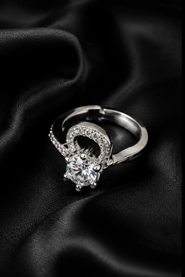 AMERICAN DIAMOND FINGER RING - Adjustable, Blue, White