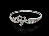 American Diamond Green Pink Stone Designer Bracelet - Green and Pink