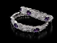 AMERICAN DIAMOND PURPLE STONE BANGLES - 2.4 size, Purple