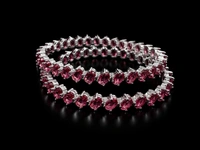 American Diamond Dark Pink Stone Bangles - 2.4 size, Dark Pink