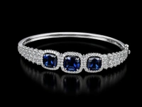 American Diamond Blue Stone Bracelet - Blue