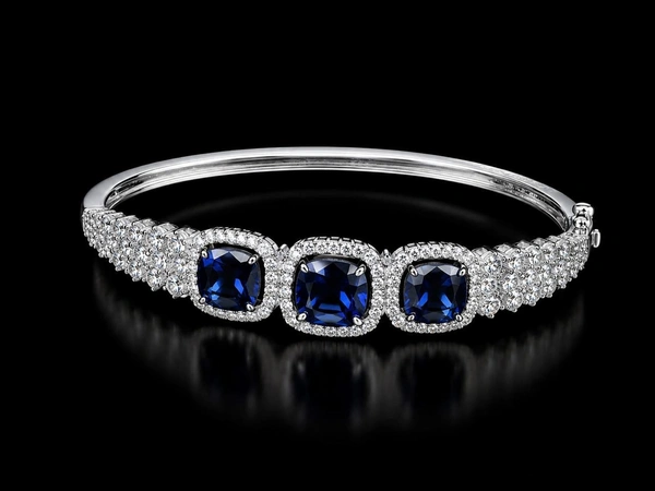 American Diamond Blue Stone Bracelet - Blue
