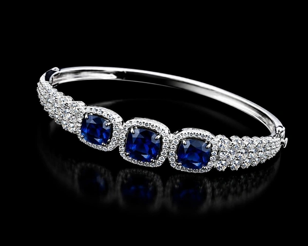 American Diamond Blue Stone Bracelet - Blue