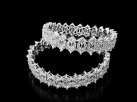 AMERICAN DIAMOND WHITE STONE BANGLES - 2.6 size, White