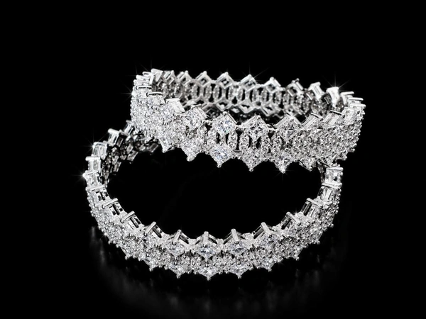 AMERICAN DIAMOND WHITE STONE BANGLES - 2.6 size, White