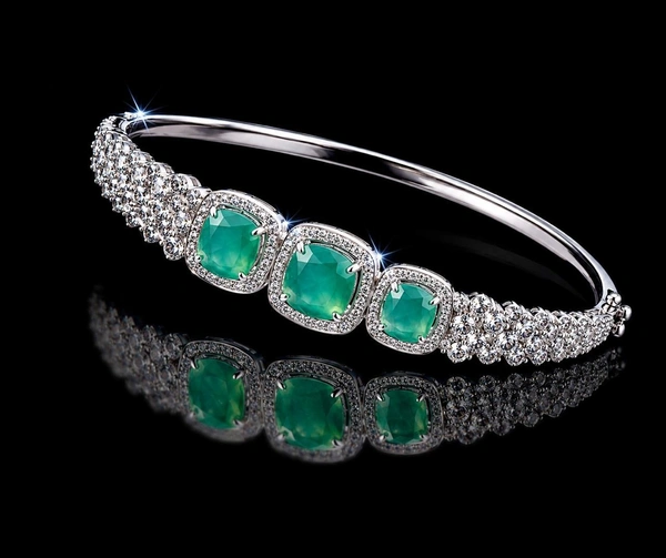 American Diamond Mint Green Designer Bracelet - Mint Green