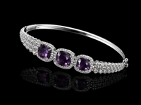 American Diamond Purple Stone Designer Bracelet - Purple