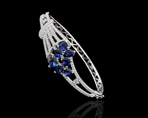 American Diamond Blue Stone Designer Bracelet - Blue