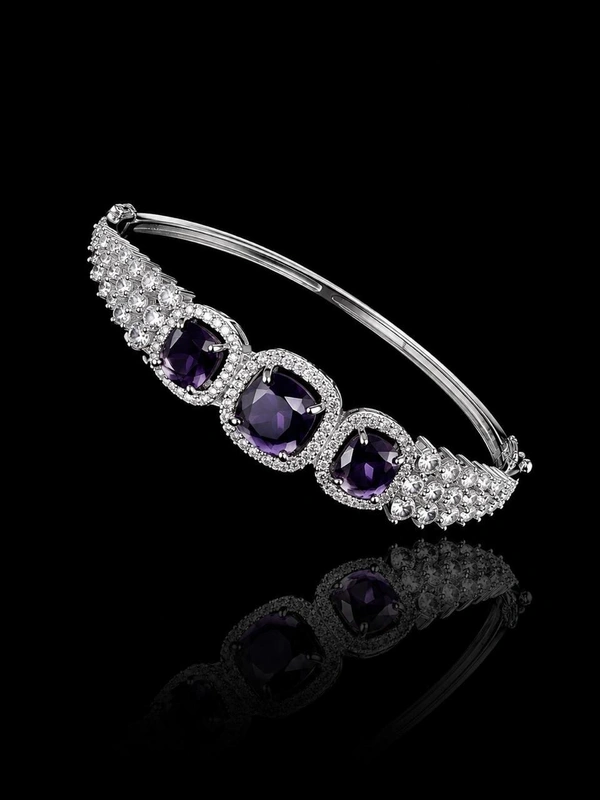 American Diamond Purple Stone Designer Bracelet - Purple