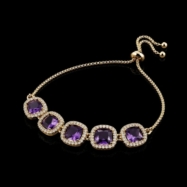 American Diamond Purple Stone Designer Adjustable Chain Bracelet - Adjustable, Purple