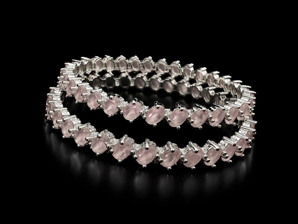 American Diamond Pink Stone Bangles - 2.4 size, White