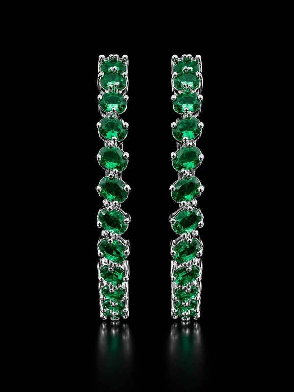 American Diamond Green Stone Bangles - 2.6 size, Green