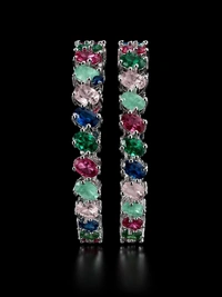 AMERICAN DIAMOND MULTICOLOUR STONE BANGLES - 2.4 size, Multicolour