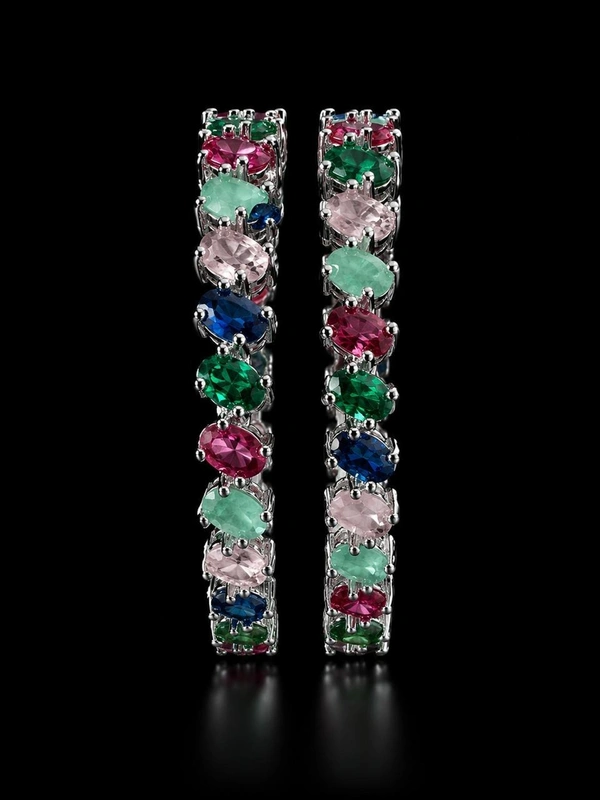 AMERICAN DIAMOND MULTICOLOUR STONE BANGLES - 2.4 size, Multicolour