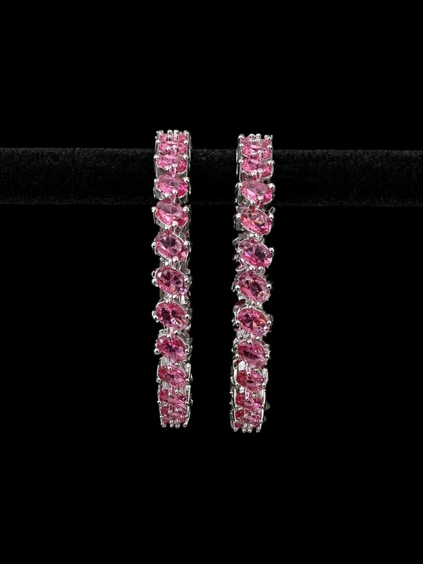 American Diamond Dark Pink Stone Bangles - 2.4 size, Dark Pink
