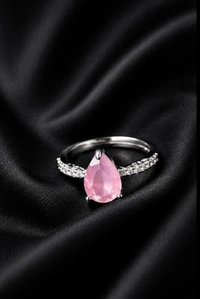 AMERICAN DIAMOND FINGER RING - Adjustable, White, Baby Pink, Blue