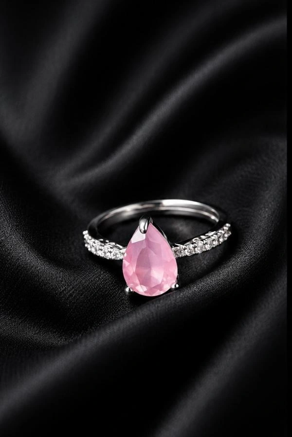 AMERICAN DIAMOND FINGER RING - Adjustable, White, Baby Pink, Blue